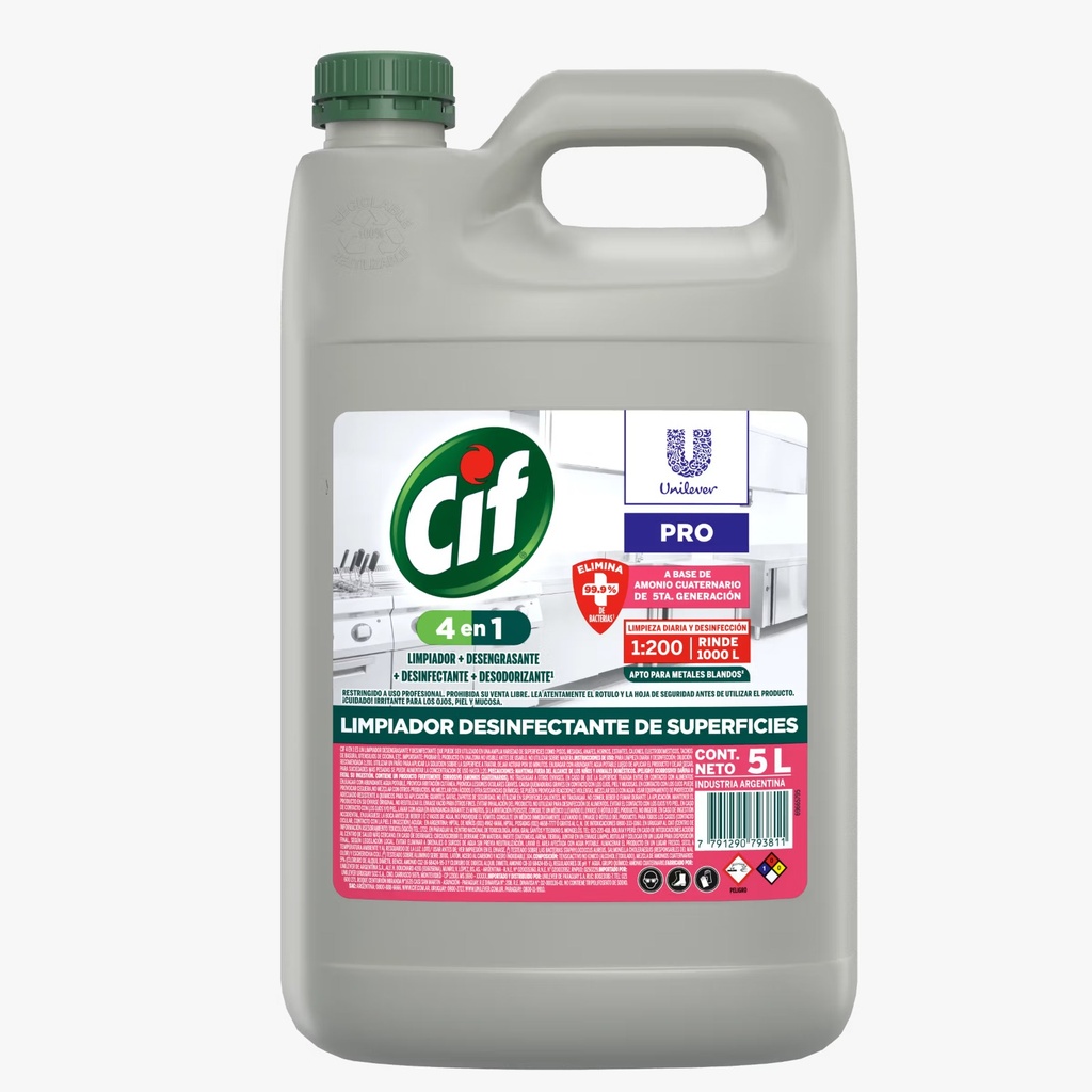 CIF DESINCRUSTANTE Y DESENGRASANTE 4 EN 1 5LT