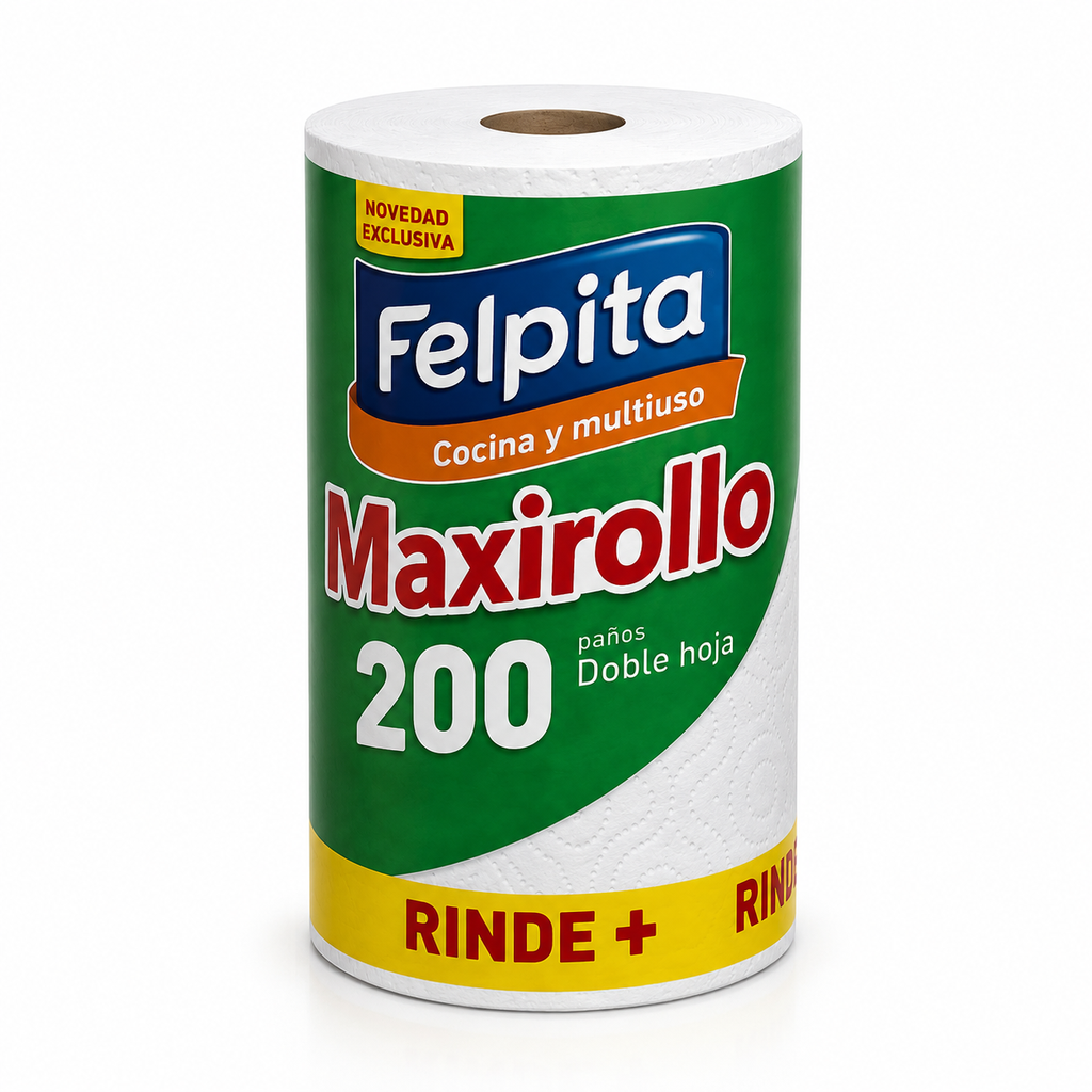 ROLLO COCINA BLANCO MAXIROLLO BOBINA x 200 PAÑOS FELPITA