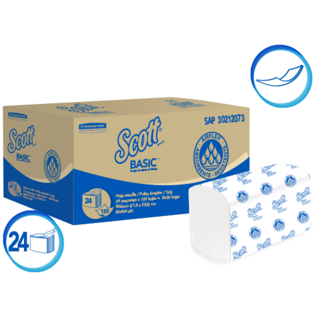 TOALLA SCOTT BASIC INTERCALADA 24 Paq. X 150 30212073