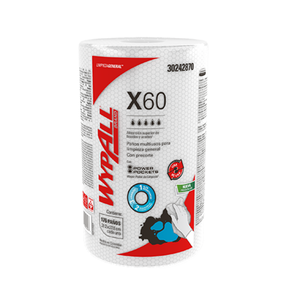 WYPALL X60 C/POWER POCKETS ROLLO x 176UN 30242870