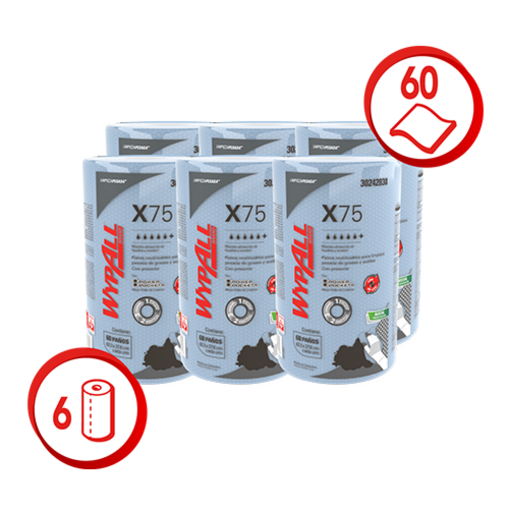 WYPALL X75 C/POWER POCKETS ROLLO x 60 UN 30242838