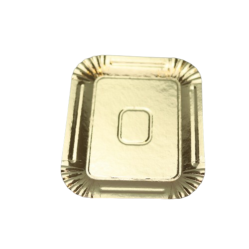 BANDEJA CARTON RECTANGULAR ORO