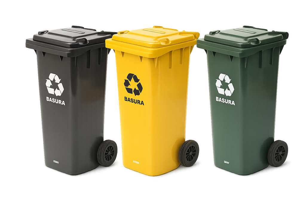 CONTENEDOR PLASTICO C/RUEDAS 240L.