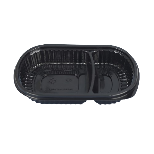 [3091] BANDEJA 106 PP BAJA 2 DIV OVALADA NEGRA BOULEVARES