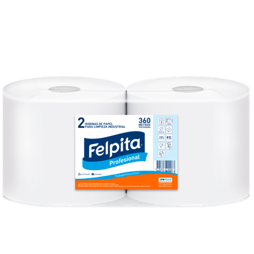 [11766] BOBINA DE PAPEL DOBLE HOJA ROLLO x 360Mts FELPITA