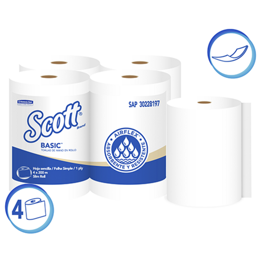 [11488] TOALLA SCOTT BASIC BLANCA ROLLO 200Mts 30228197