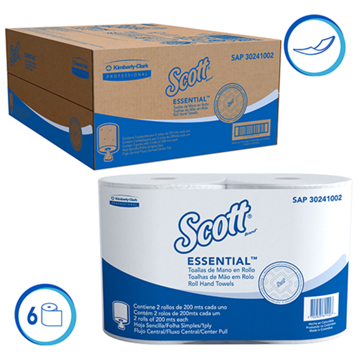 [11331] TOALLA SCOTT ESSENTIAL 2 ROLLOS 200Mts CENTERPULL 30241002