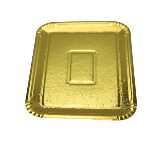 BANDEJA CARTON RECTANGULAR ORO