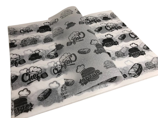 [12984] PAPEL PARAFINADO C/DISEÑO "CHEF" 36x30cm. (P005) x 230 Un. aprox./Kg.